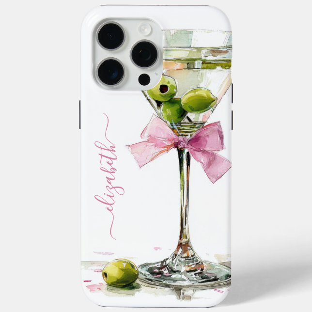 Elegant Martini Monogrammed Case-Mate iPhone Case (Back)