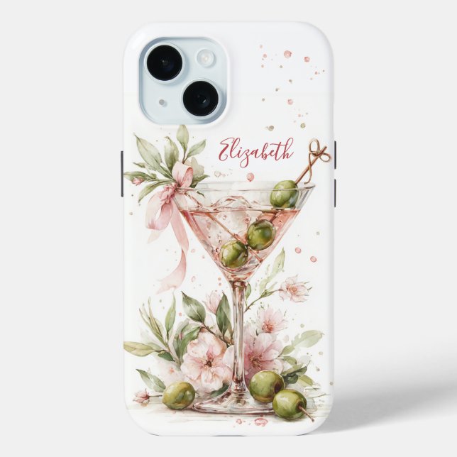 Elegant Martini Monogrammed Case-Mate iPhone Case (Back)