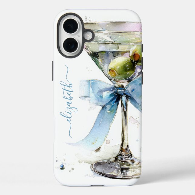 Elegant Martini Monogrammed Case-Mate iPhone Case (Back)