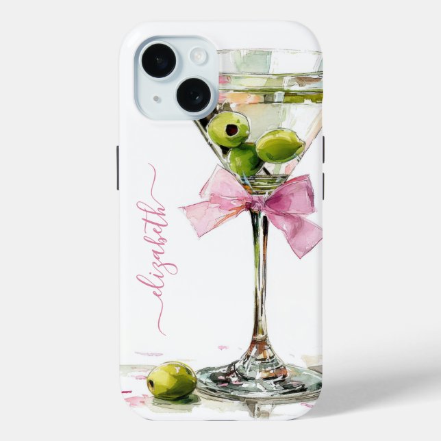 Elegant Martini Monogrammed Case-Mate iPhone Case (Back)