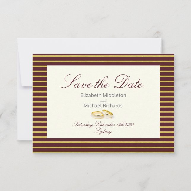 Elegant Masala Burgundy Gold Wedding Save the Date (Front)