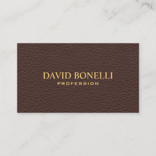 Elegant  Masculine  Dark Brown Leather Look Business Card