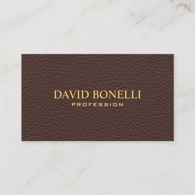 Elegant  Masculine  Dark Brown Leather Look Business Card (Front)