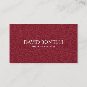 Elegant  Masculine  Dark Red Leather Look Business Card