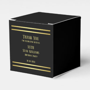 Elegant Masculine Gold & Black Birthday Favour Box