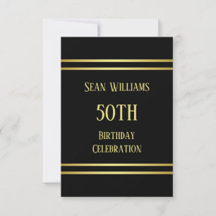Elegant Masculine Gold & Black Birthday Invitation