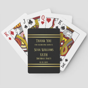 Elegant Masculine Gold & Black Birthday Playing Cards