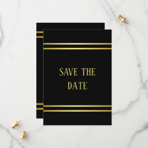 Elegant Masculine Gold & Black Birthday Save The Date
