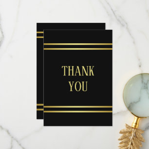 Elegant Masculine Gold & Black Birthday Thank You Card