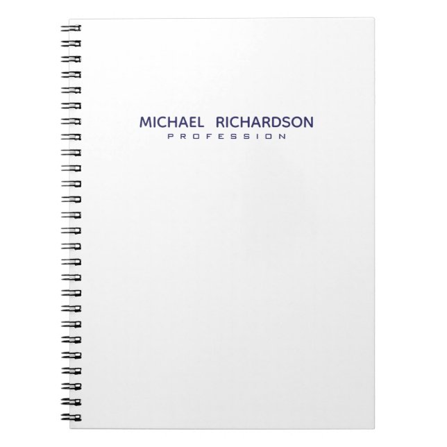Elegant Masculine White Blue Personalised Notebook (Front)