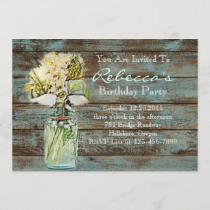 elegant mason jar floral vintage birthday party invitation