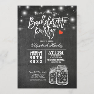 Elegant Mason Jar String Lights Bachelorette Party Invitation