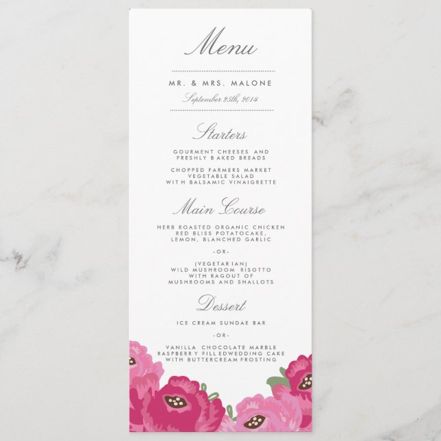Elegant Mason Jar Wedding Menu (Front)