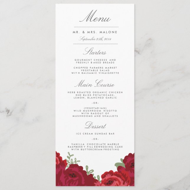 Elegant Mason Jar Wedding Menu (Front)