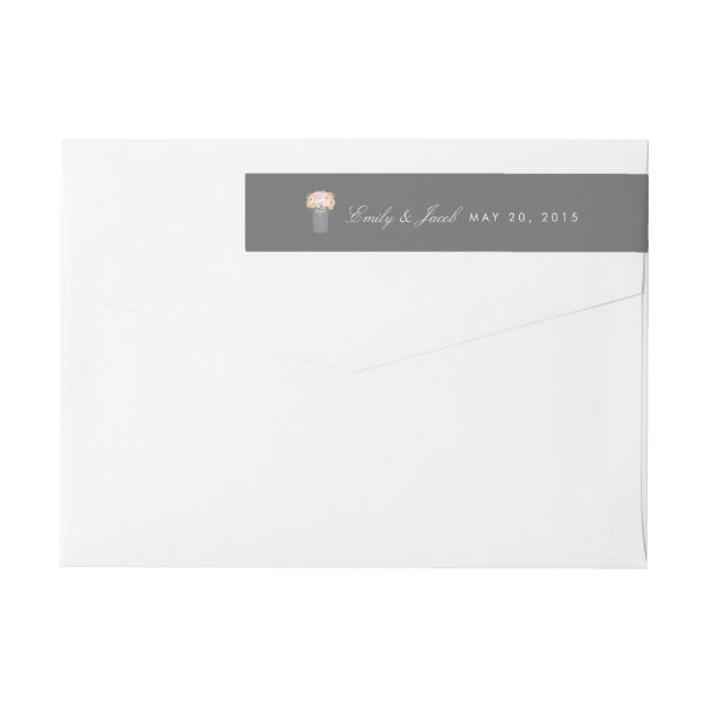 Elegant Mason Jar Wedding Wrap Around Label (Back)