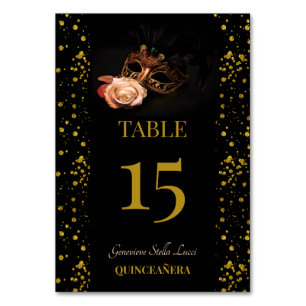 Elegant Masquerade and White Rose  Table Number