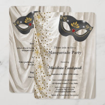Elegant Masquerade Ball Charcoal Mask Ivory Silk