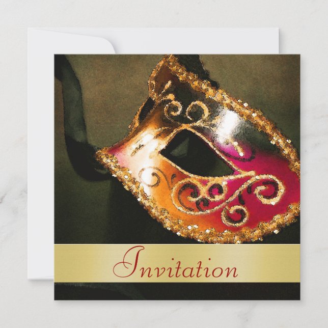 Elegant Masquerade Christmas Holiday Invitation (Front)