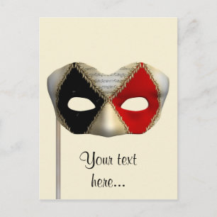 Elegant Masquerade Mask Carnival Party Art Postcard