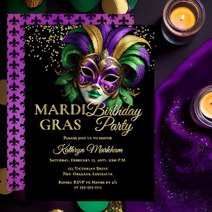 Elegant Masquerade Mask Mardi Gras Birthday Party