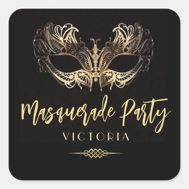 Elegant Masquerade Party Gold Black Sticker (Front)