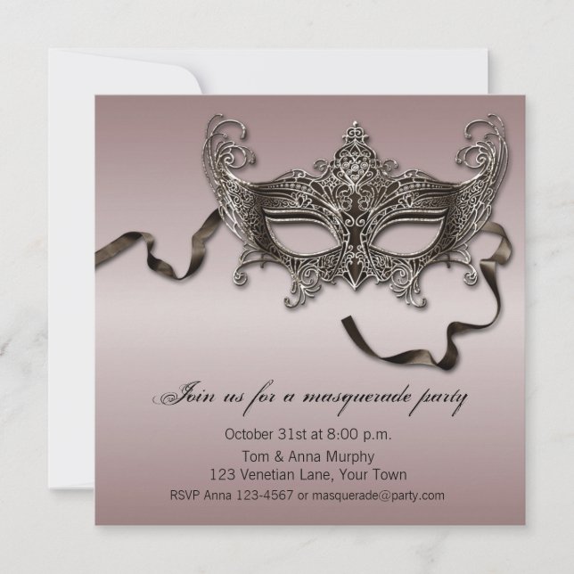 Elegant Masquerade Party Invitation (Front)