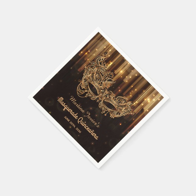 Elegant Masquerade Quinceañera 15th Birthday Napkin (Corner)