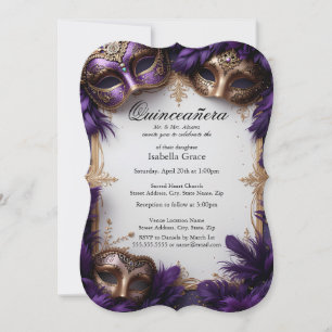 Elegant Masquerade Quinceañera in Purple and Gold