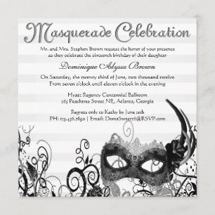 Elegant Masquerade Swirl Invite [Black]