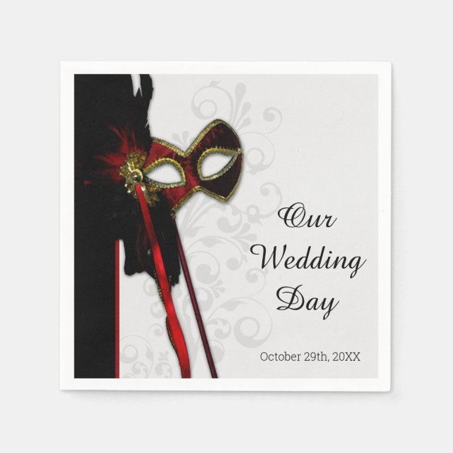 Elegant Masquerade Wedding Napkin (Front)