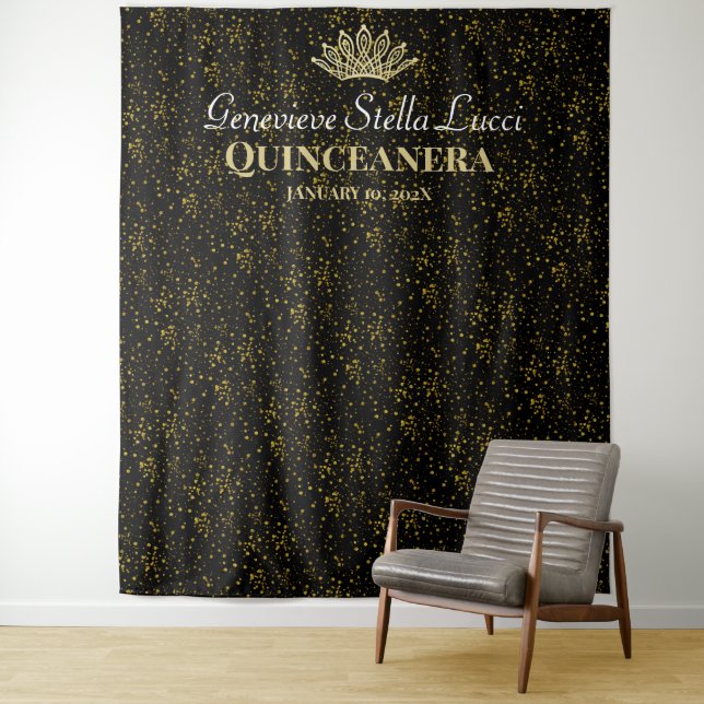 Elegant Masquerade with White Rose Backdrop Tapestry (In Situ)