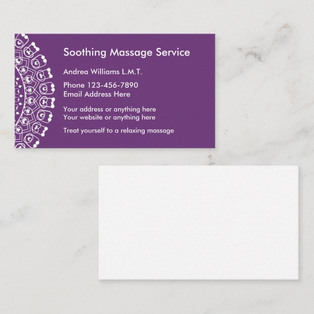 Elegant Massage Professional Business Card (Front/Back)