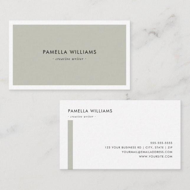 Elegant Matcha Border Professional and Minimalist Business Card (Front/Back)
