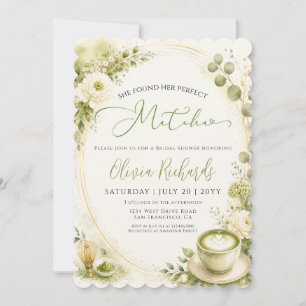 Elegant Matcha & Eucalyptus Floral Bridal Shower Invitation