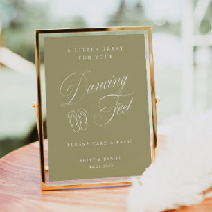 Elegant Matcha Green Wedding Dancing Feet Poster