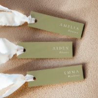 Elegant Matcha Green Wedding Name Place Cards