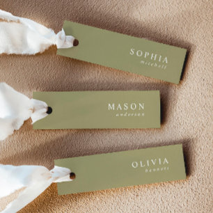Elegant Matcha Green Wedding Name Place Cards