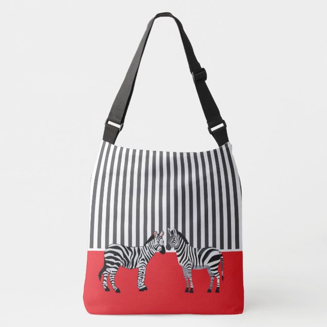 Elegant matching Black and white zebra Red Crossbody Bag (Front)