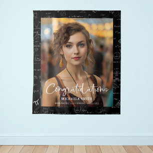 Elegant Math Congratulations Photo Graduation Tapestry