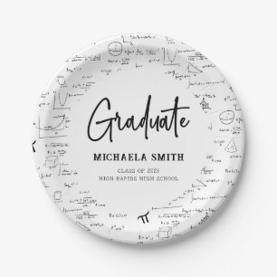 Elegant Mathematics Script High School Graduate Paper Plate