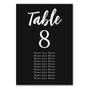 Elegant Matte Black and White Seating Assignment Table Number
