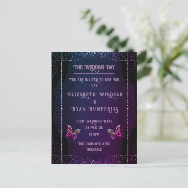 Elegant Mauve and Gold Wedding Invitations  (Standing Front)