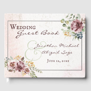Elegant Mauve Blush Pink Floral Christian Wedding Guest Book