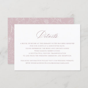Elegant Mauve Blush Script Wedding Details Insert Invitation