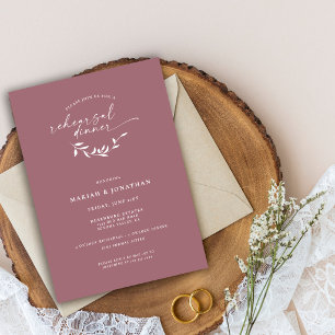 Elegant Mauve Botanical Rehearsal Dinner Invitation