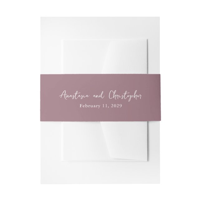 Elegant Mauve Clean Wedding Invitation Belly Band (Front Example)