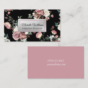 Elegant Mauve & Cream Vintage Floral Rose Blogger Business Card
