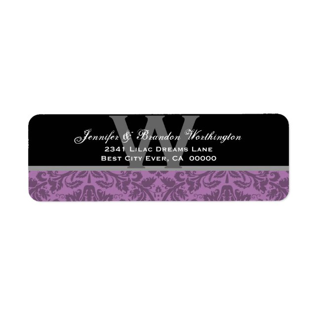 Elegant Mauve Damask Wedding (Front)