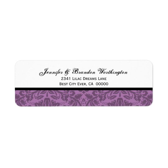 Elegant Mauve Damask Wedding Return Address Label