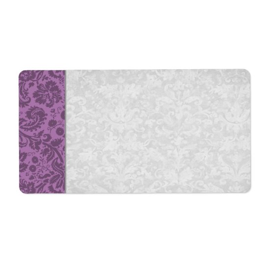 Elegant Mauve Damask Wedding Shipping Label